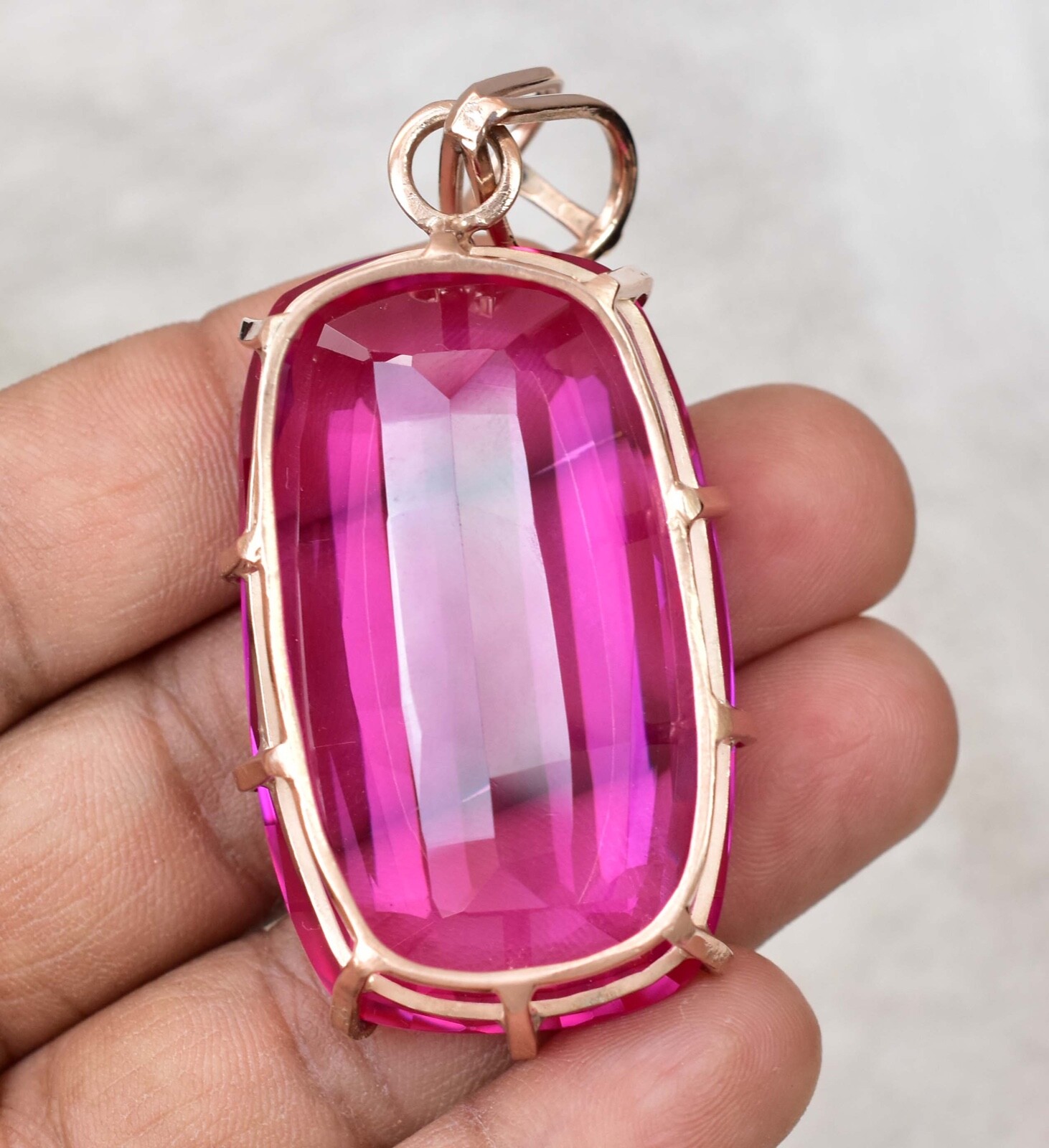 Natural Mogok Pink Ruby Cushion 925 Sterling Silver Pendant Certified – Gigantic