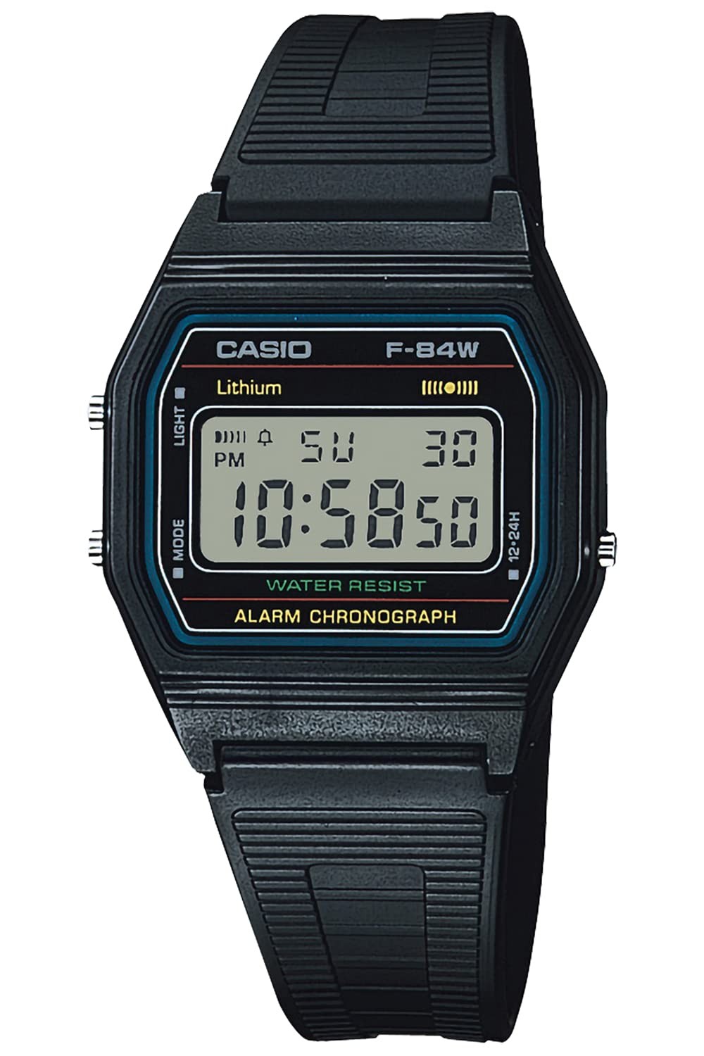 CASIO F-84W-1QJH Digital Black Men’s Watch LED Stopwatch New