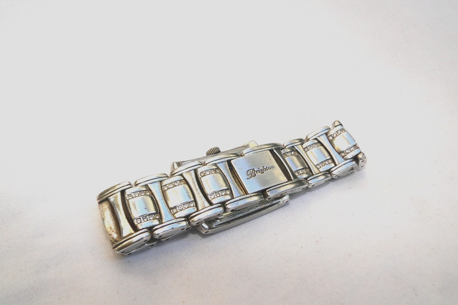 Brighton Turin Silver & Crystal Fold Over Closure Wrist Watch