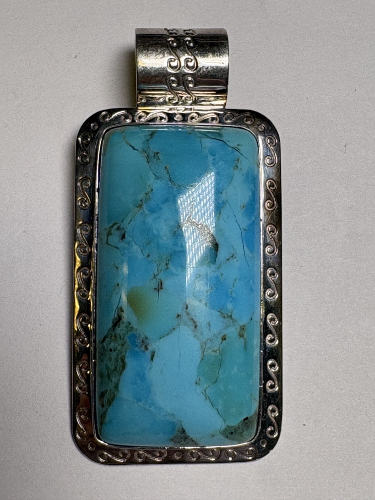 DTR Mine Finds by Jay King Sterling Silver & Turquoise Large Rectangular Pendant