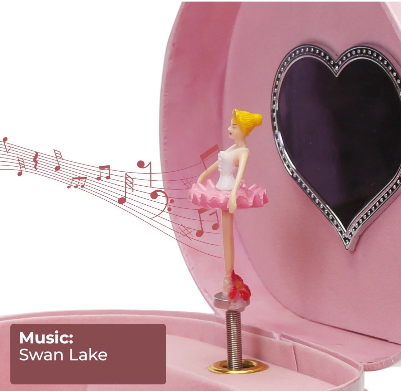 Ballerina Heart Musical Jewelry Box Enchantmints Ballet Spinning Dancer Mirror
