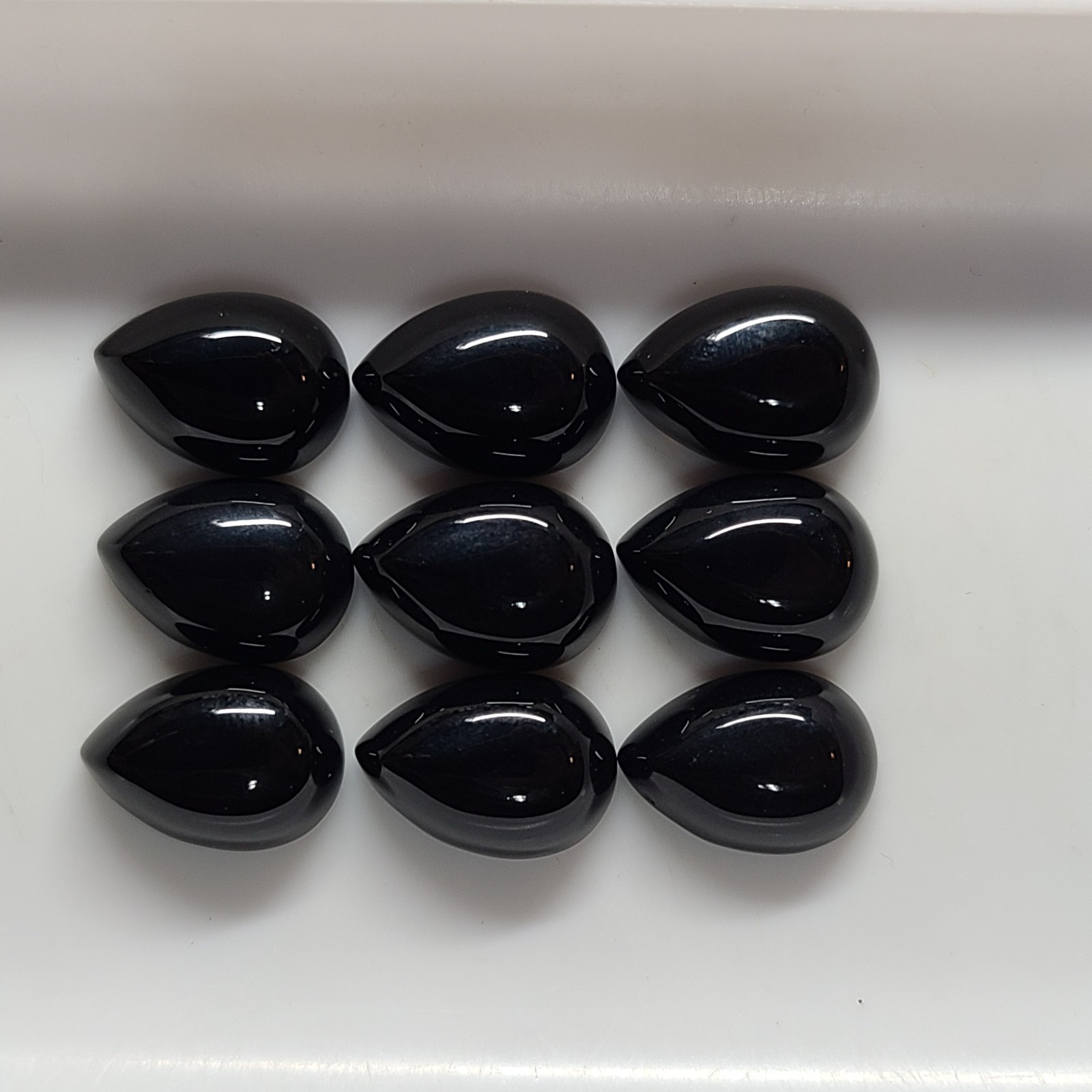 Black Onyx 6x4mm, 7x5mm, 8x5mm, 9x6mm Flat Back Pear Cabochon Loose Gemstone(s)