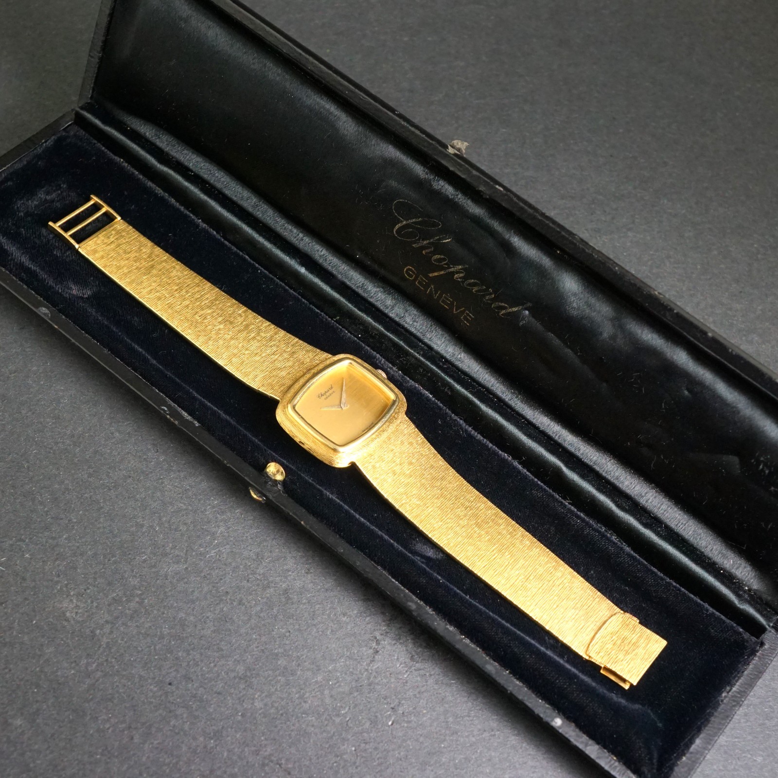 Stunning Chopard 18K Yellow Gold Man’s Mesh Bracelet Watch w/Orig Box, 114g MINT