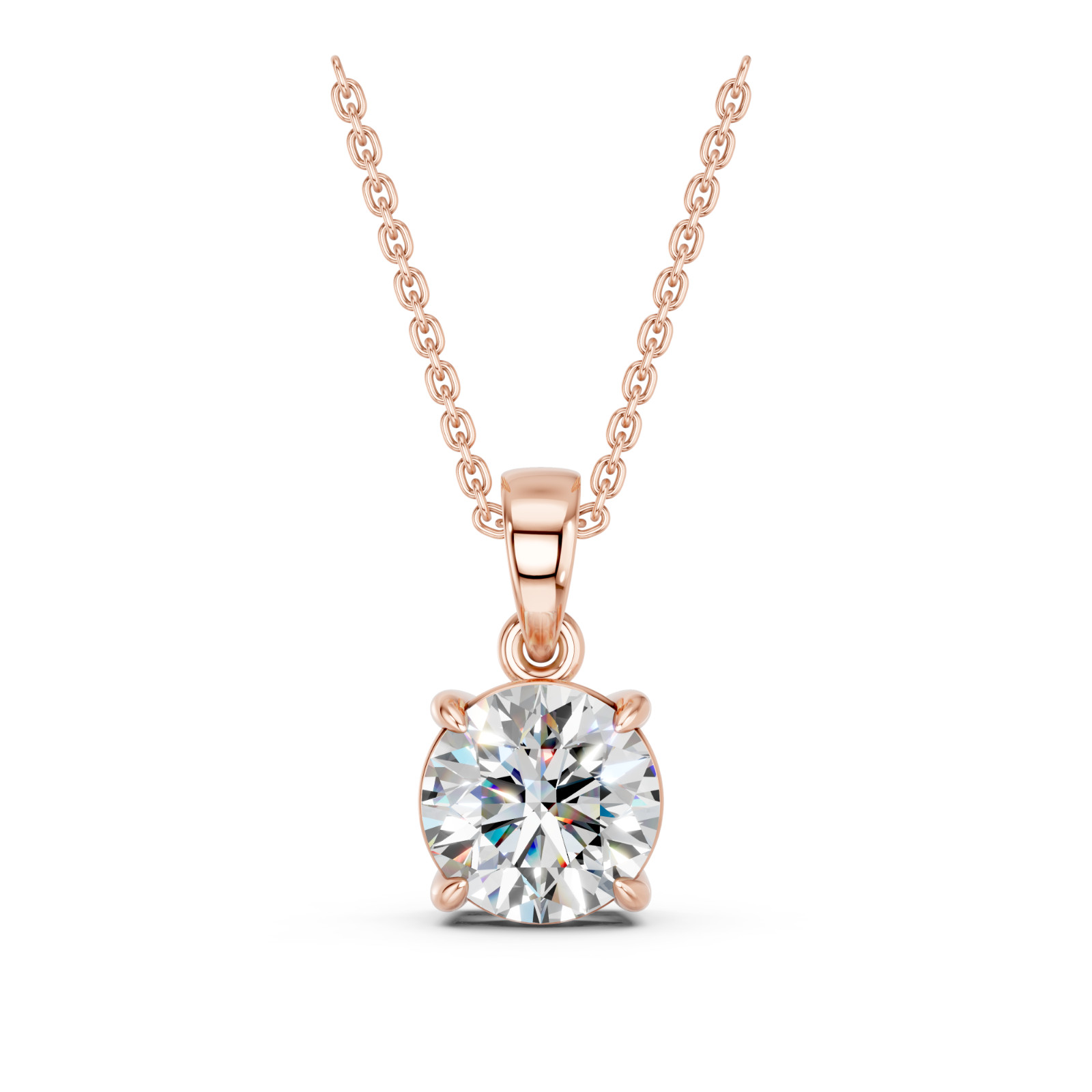 1.00 Ct Moissanite Round Diamond solitaire Pendant Necklace With Chain in Silver