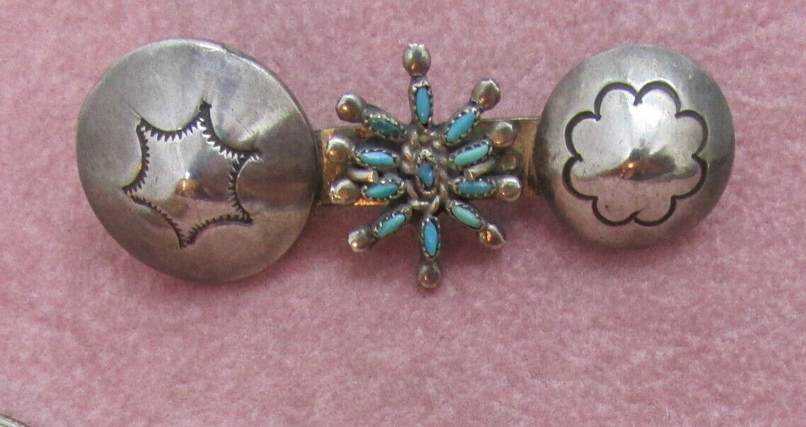VTG SW N A NEEDLEPOINT TURQUOISE BROOCH /BUTTONS STERLING– NEW PRICE–