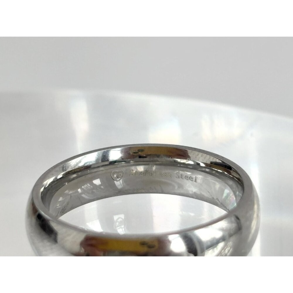 Pure Stainless Steel Unisex Band Minimalist Vintage Ring – sz 10