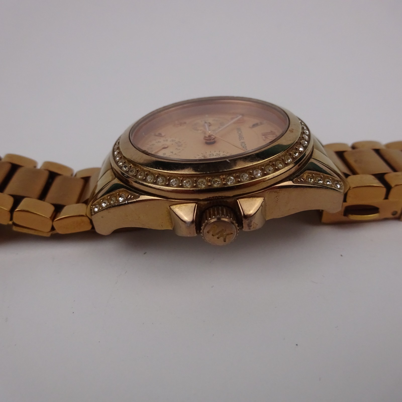 Michael Kors MK5613 Rose Gold Tone Day Date Gem Set VERY SMALL SIZE 15.5cm
