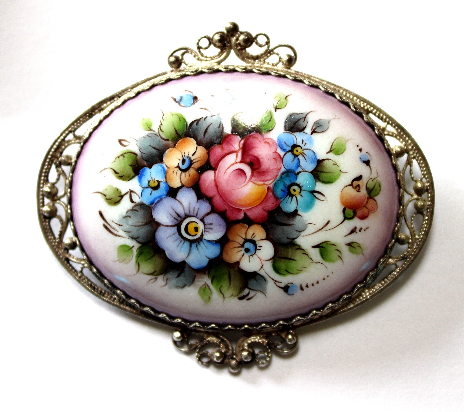 Vintage 1980 Russian Hand Painted Enamel Finift Jewelry Brooches 4 Variation #57