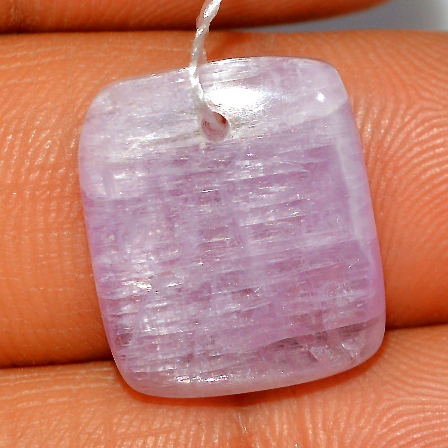 19 Cts Natural Kunzite Cabochon Front to back Drill Loose Gemstone 15x13mm #L175