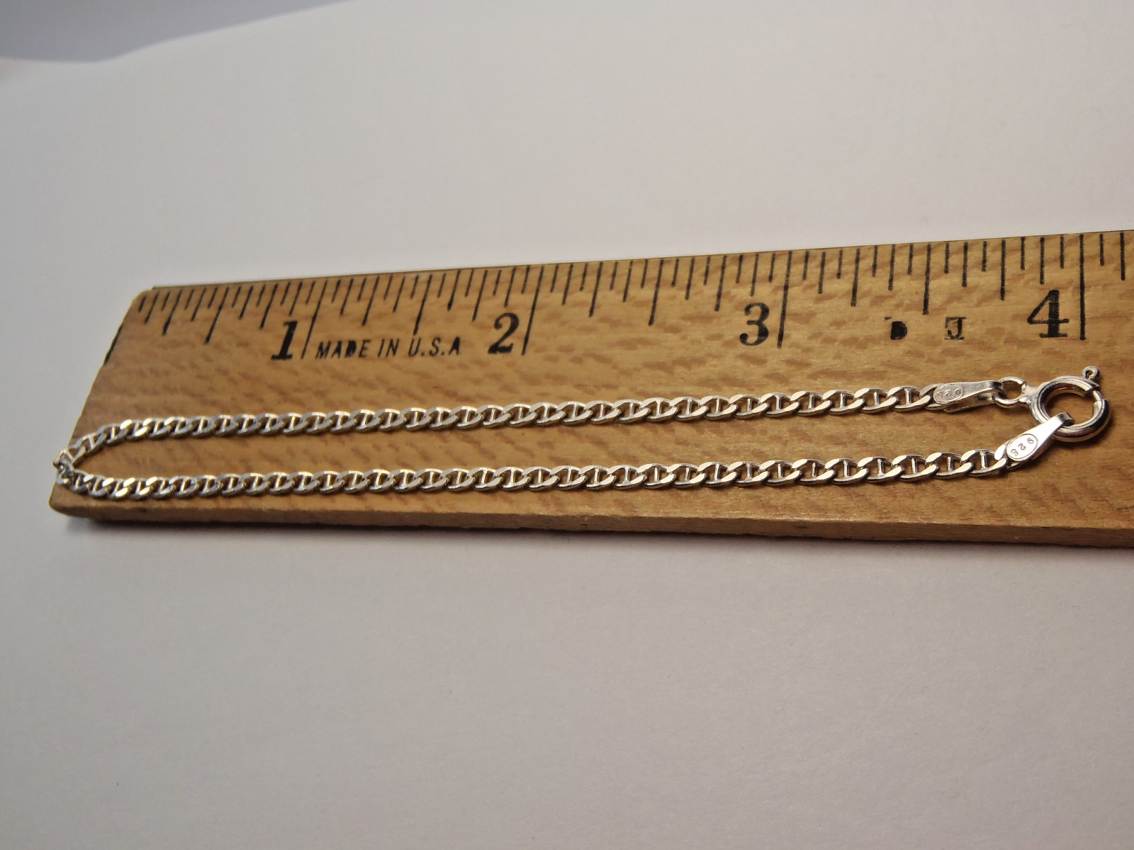 ESTATE STERLING SILVER MARINER LINK 2MM WIDE 8″ ITALY BRACELET FREE SHIPPIN