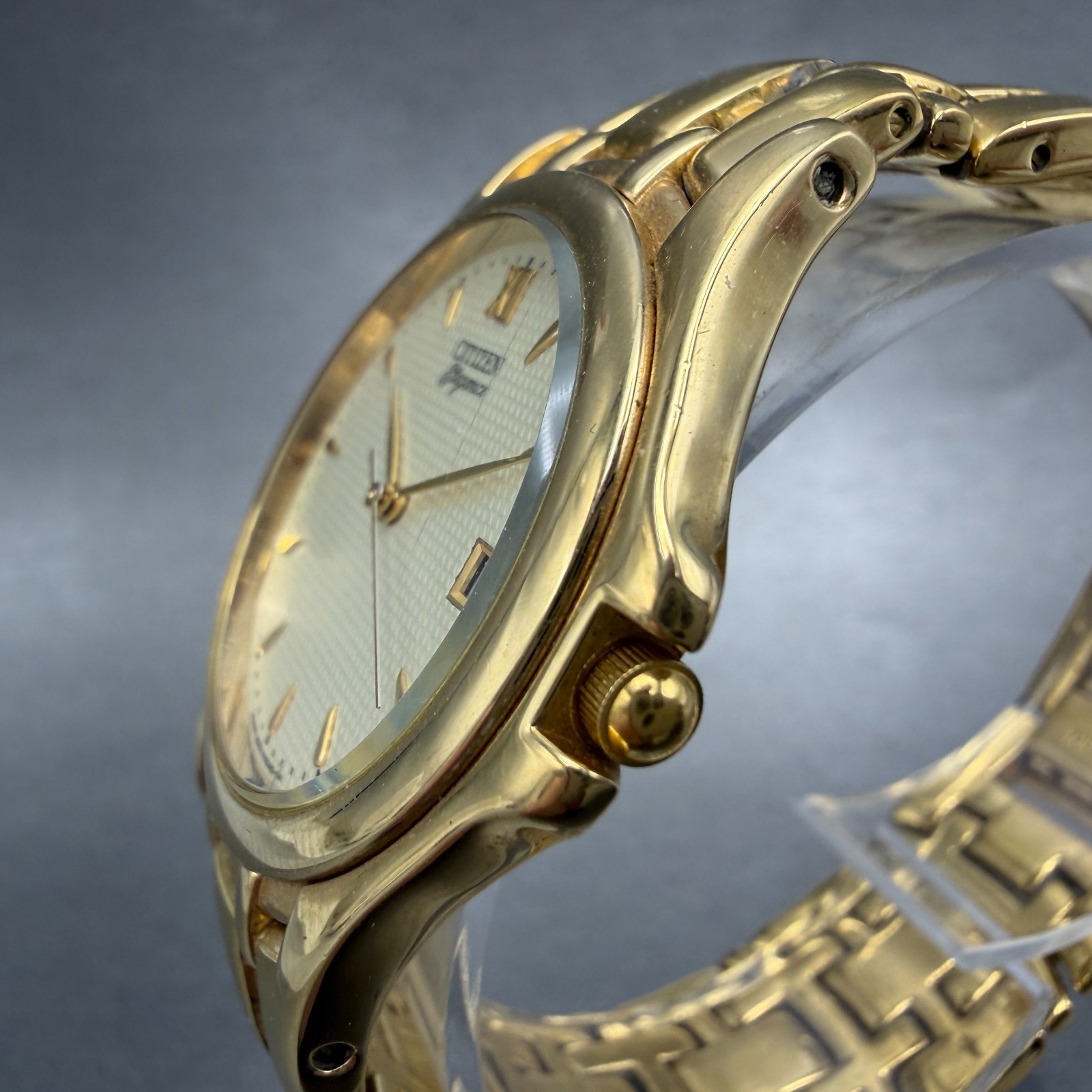 Citizen Elegance Watch Men 34mm Champagne Dial gold Tone Date 5510-H06832 NewBat