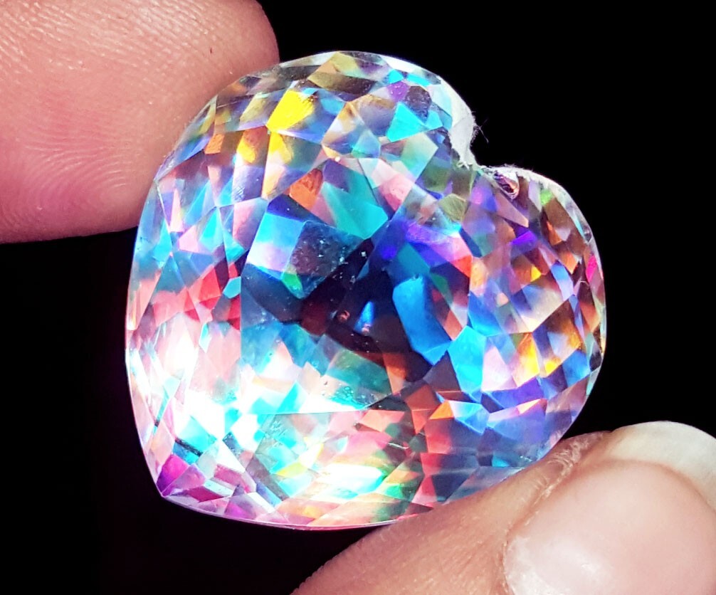 Mystic Quartz Loose Gemstone Heart Shape 53.45 Ct Certified With Free Gift