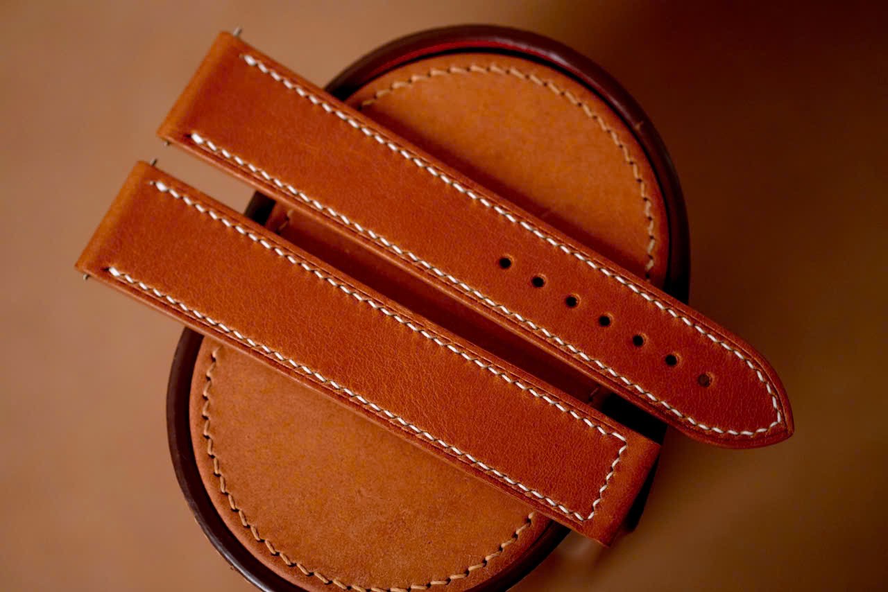 Handmade TAN leather watch strap watch band size 20/18 (or any size)