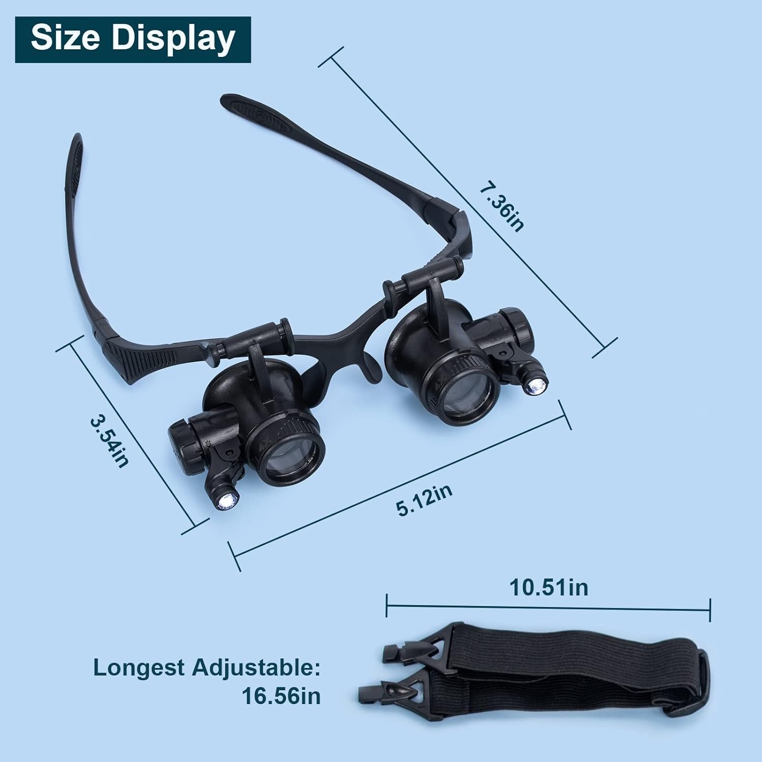 Ergonomic Headband Magnifier with LED Light – Hands-Free 10X-25X Magnification