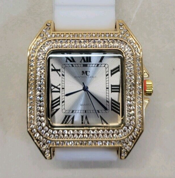 Montres Carlo Big Face Quartz Watch – White Silicon Band – 53mm – 51593 New