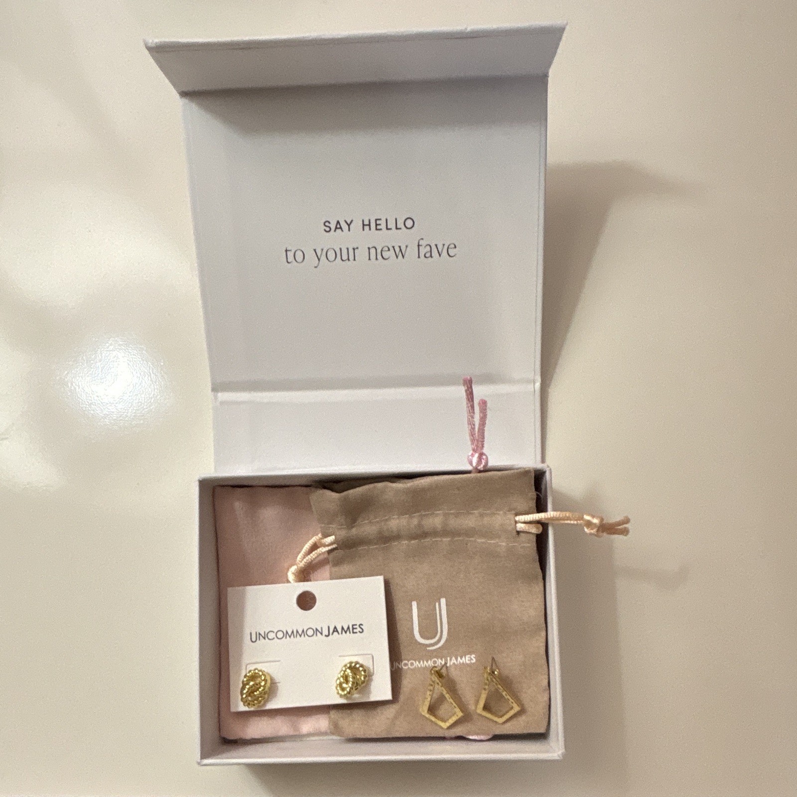 Uncommon James Gold Tone Earrings Lot of 2 Pairs w/ Original Box & Pouches
