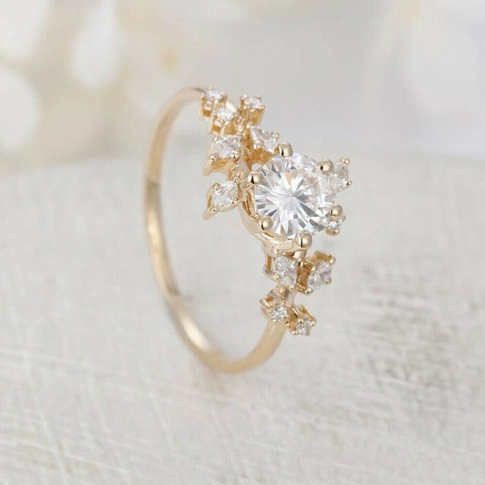 2Ct Round Cut Lab Created Diamond Women’s Engagement Ring 14K Yellow Gold Plated