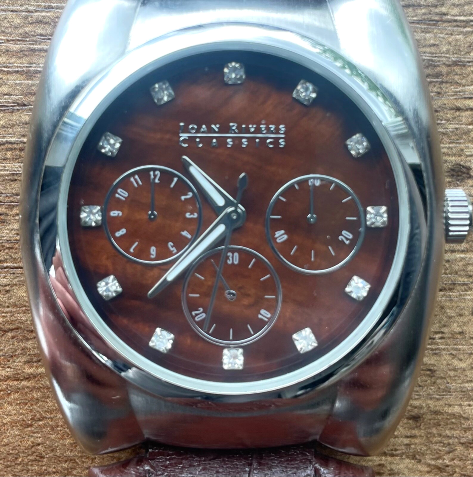 Joan Rivers Classics Men’s Watch V377 Leather Band New Battery WORKING
