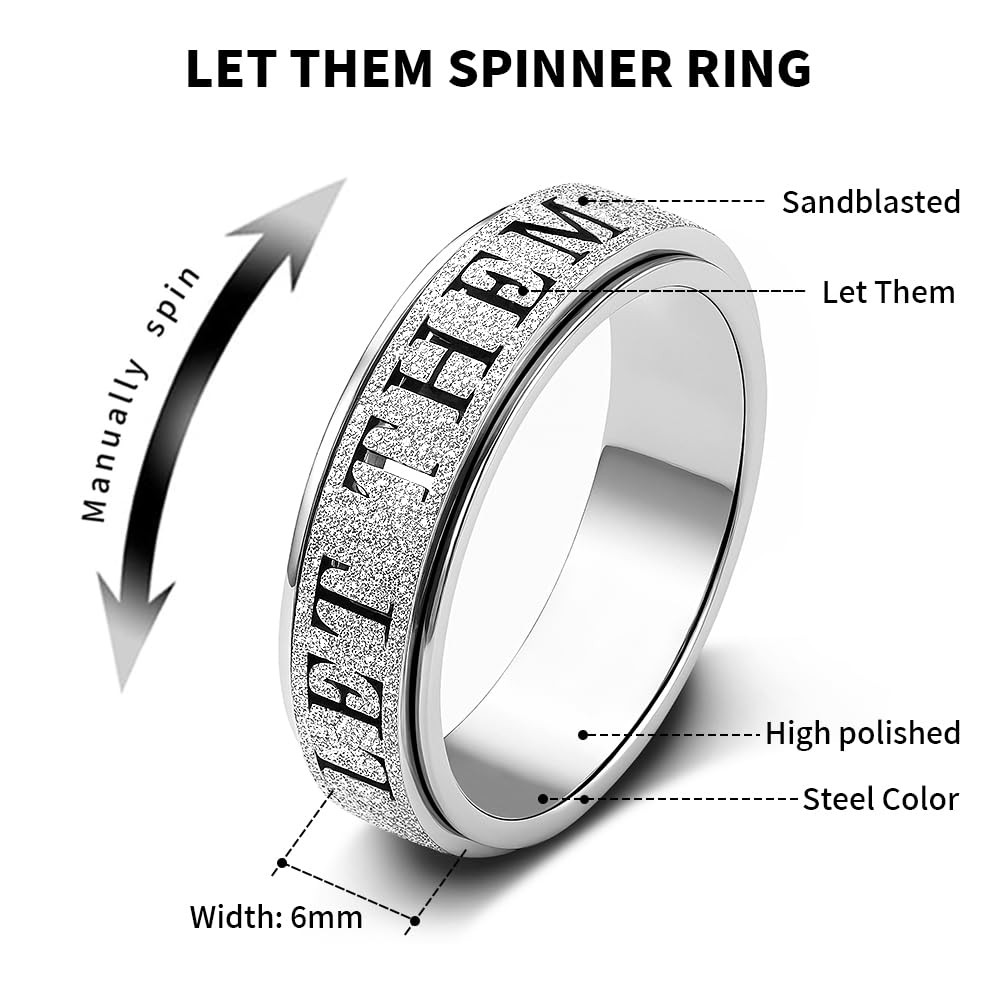 Adults Anxiety Ring for : Fidget Spinner Cute Let Them Symbol Thumb Ring Stai…
