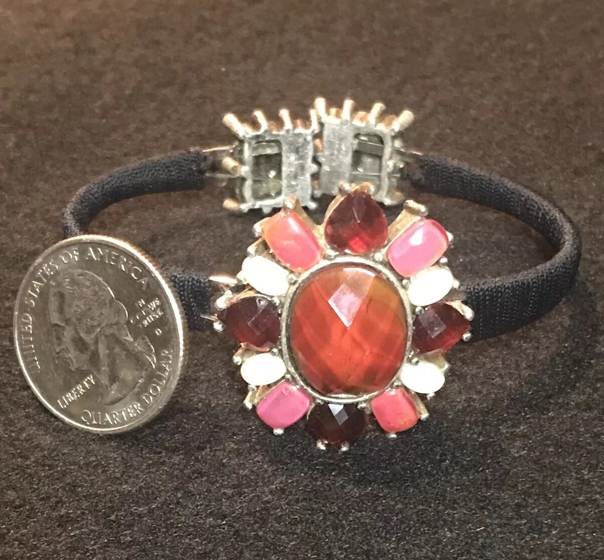 Beautiful Bracelet Pink Red White With Black & Silver Color Easy Open