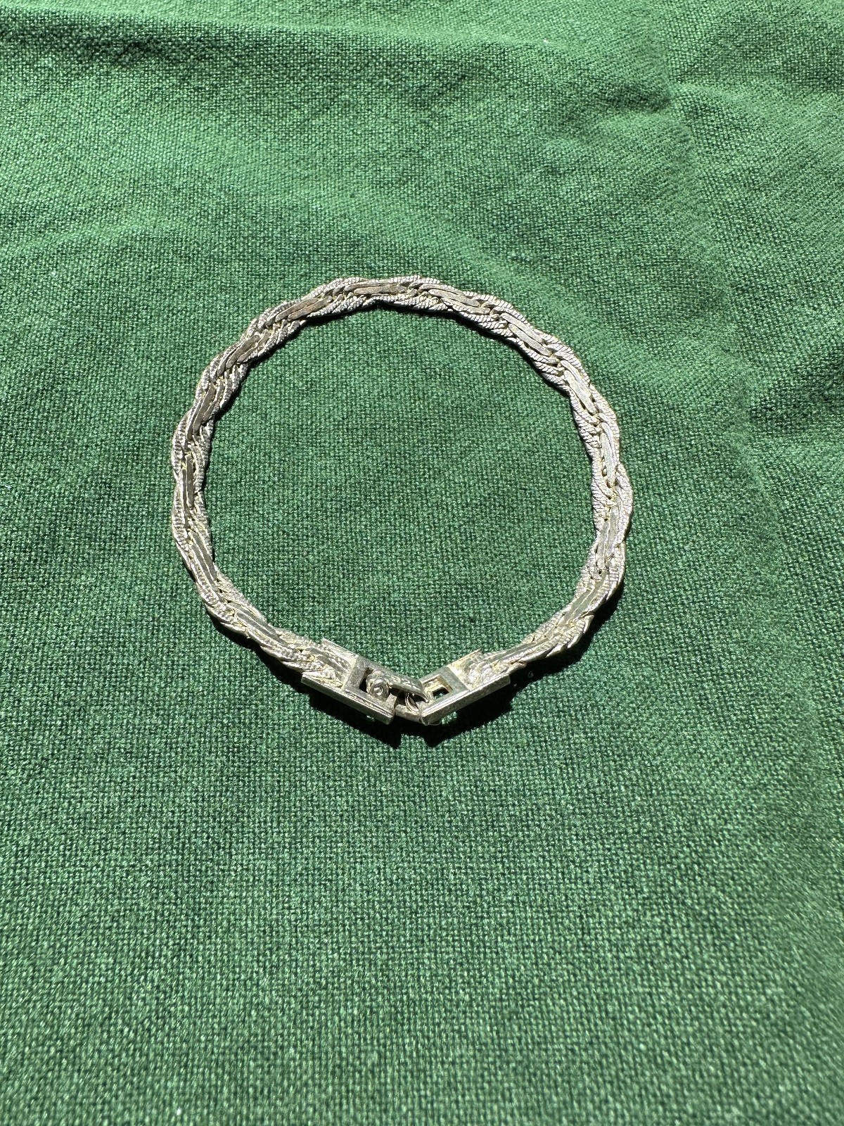 925 Sterling Silver Flat Braided Chain Bracelet 7.5″ Woven Link Design