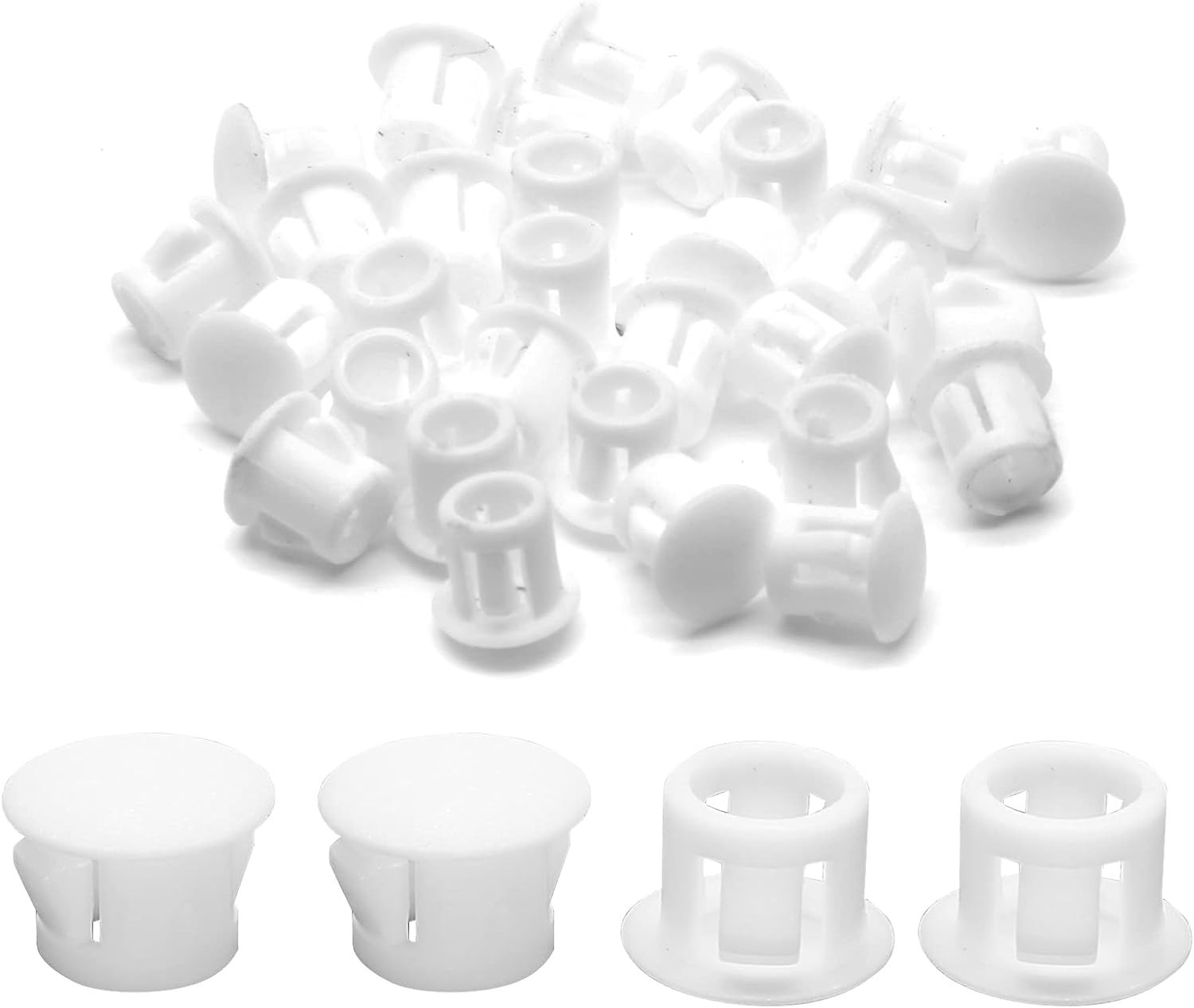30PCS 8mm 5/16″ White Plastic Flush Type Hole Plugs, Snap in Locking Hole Tub…