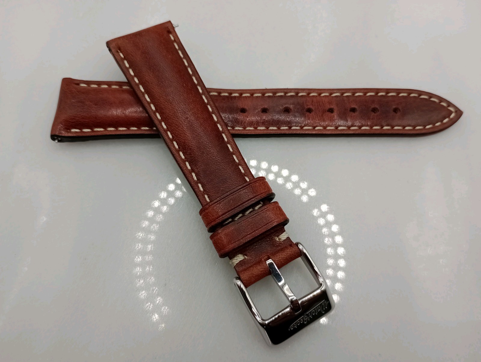 New Watchgecko Highley 20mm Italian Leather Handmade Brown Watch Strap 6B382