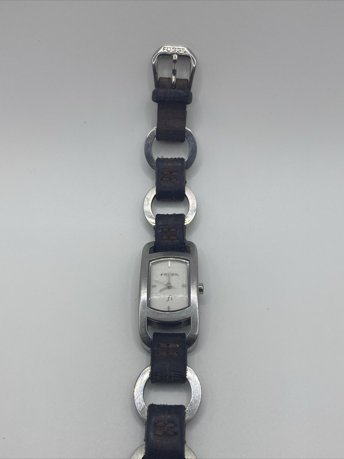 Fossil F2 #ES-9516 Stainless And Leather New Battery Good Condition