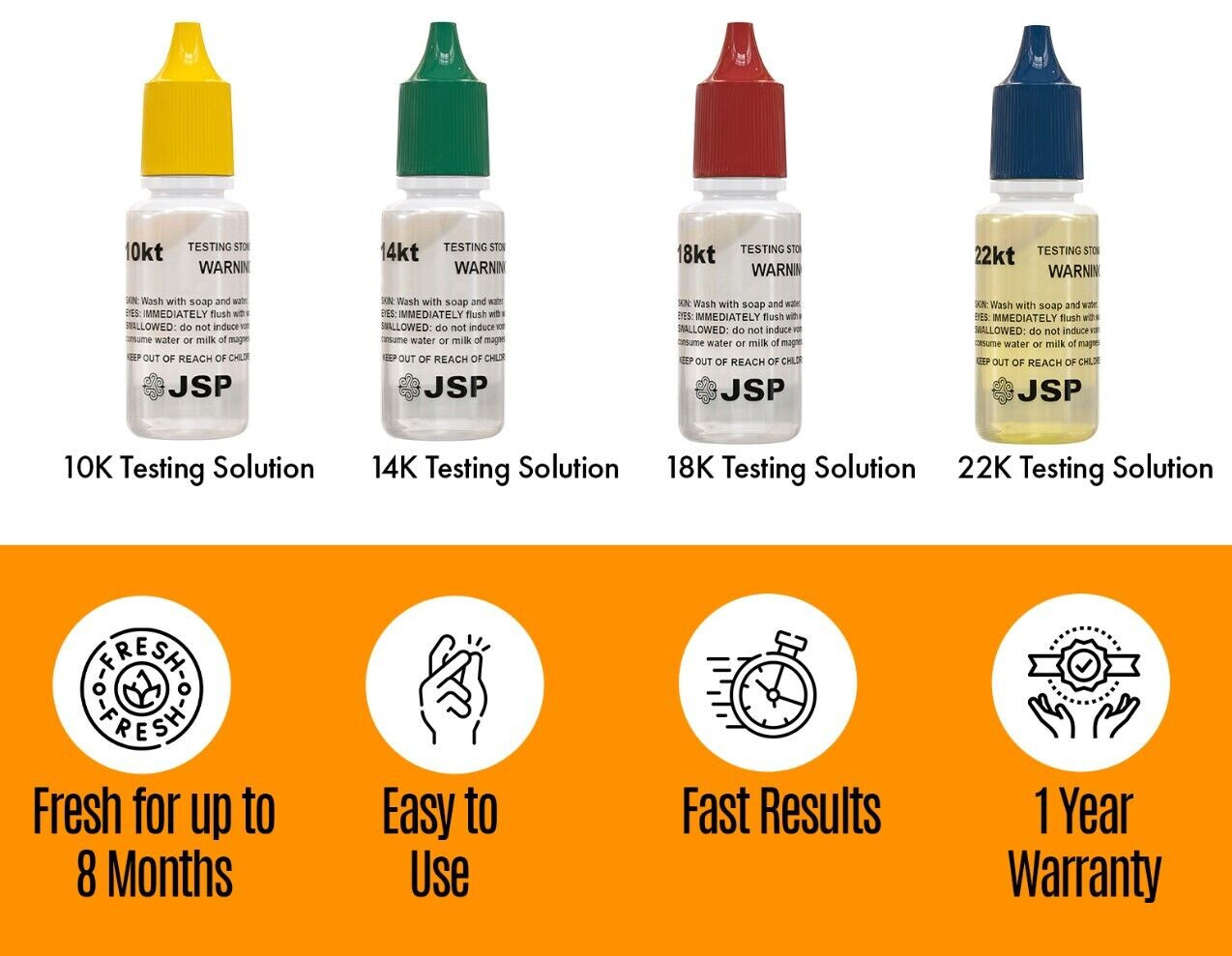 Gold Jewelry Coins Bars Testing Kit 10k 14k 18k 22k Solutions Acids JSP