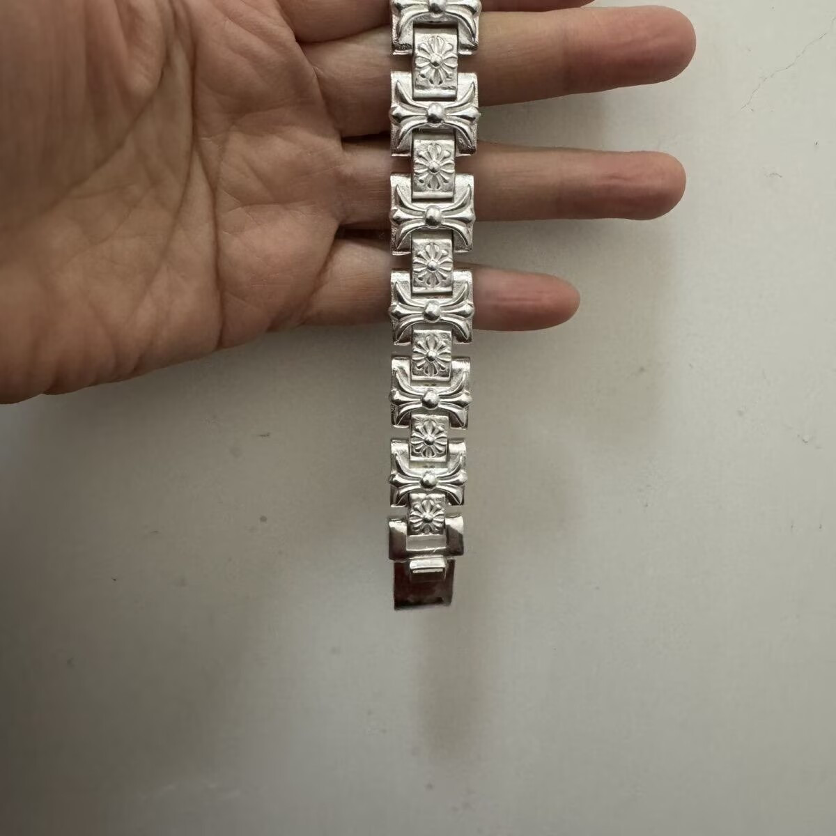 HEAVY & THICK ! MEN’S SILVER monkey CURB WRAP BRACELET 140g