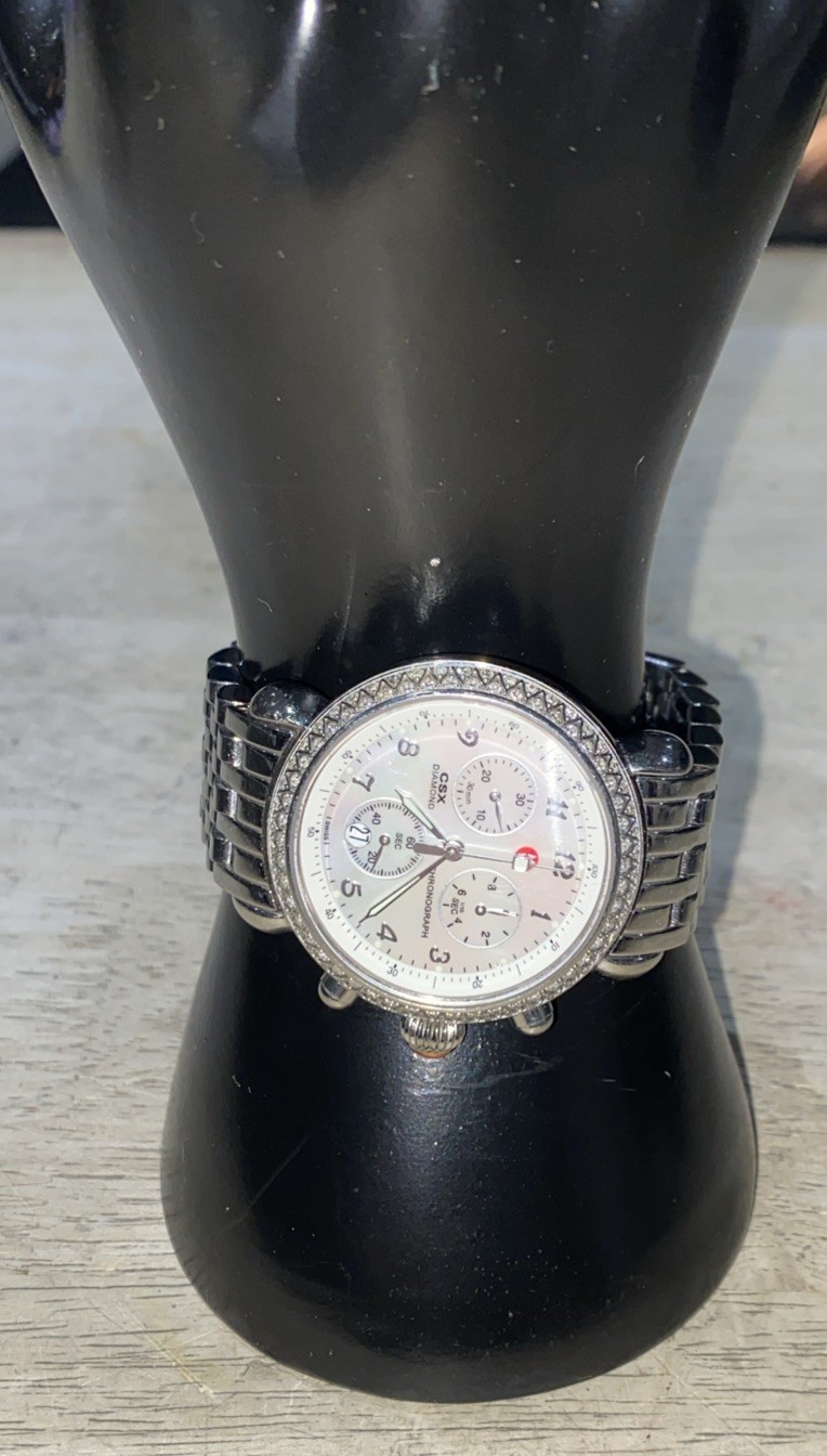 MICHELE CSX Diamond Chronograph MOP Dial Stainless Steel Watch 71-3600