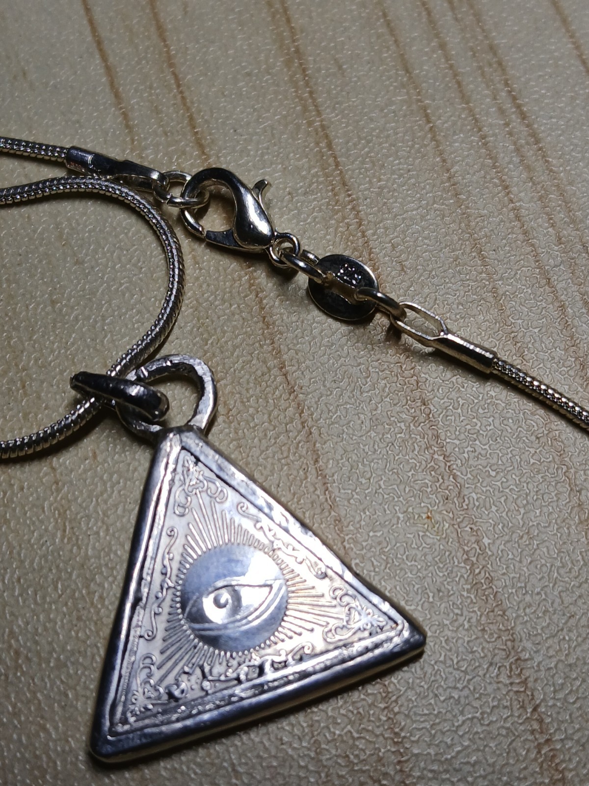 Custom Made Pendant with A 2gm Pure Silver All Seeing Eye, The Mount 925, WChain