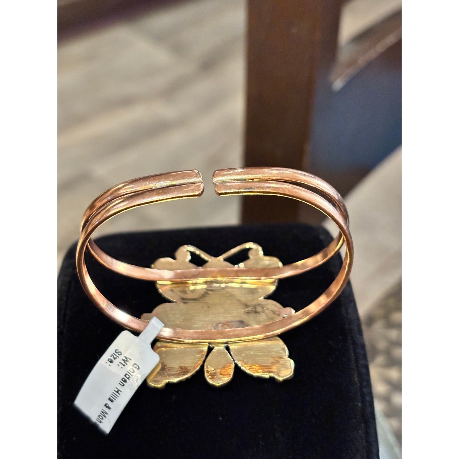 Copper & Turquoise Cuff in Butterfly Design Adjustable Size 5-8