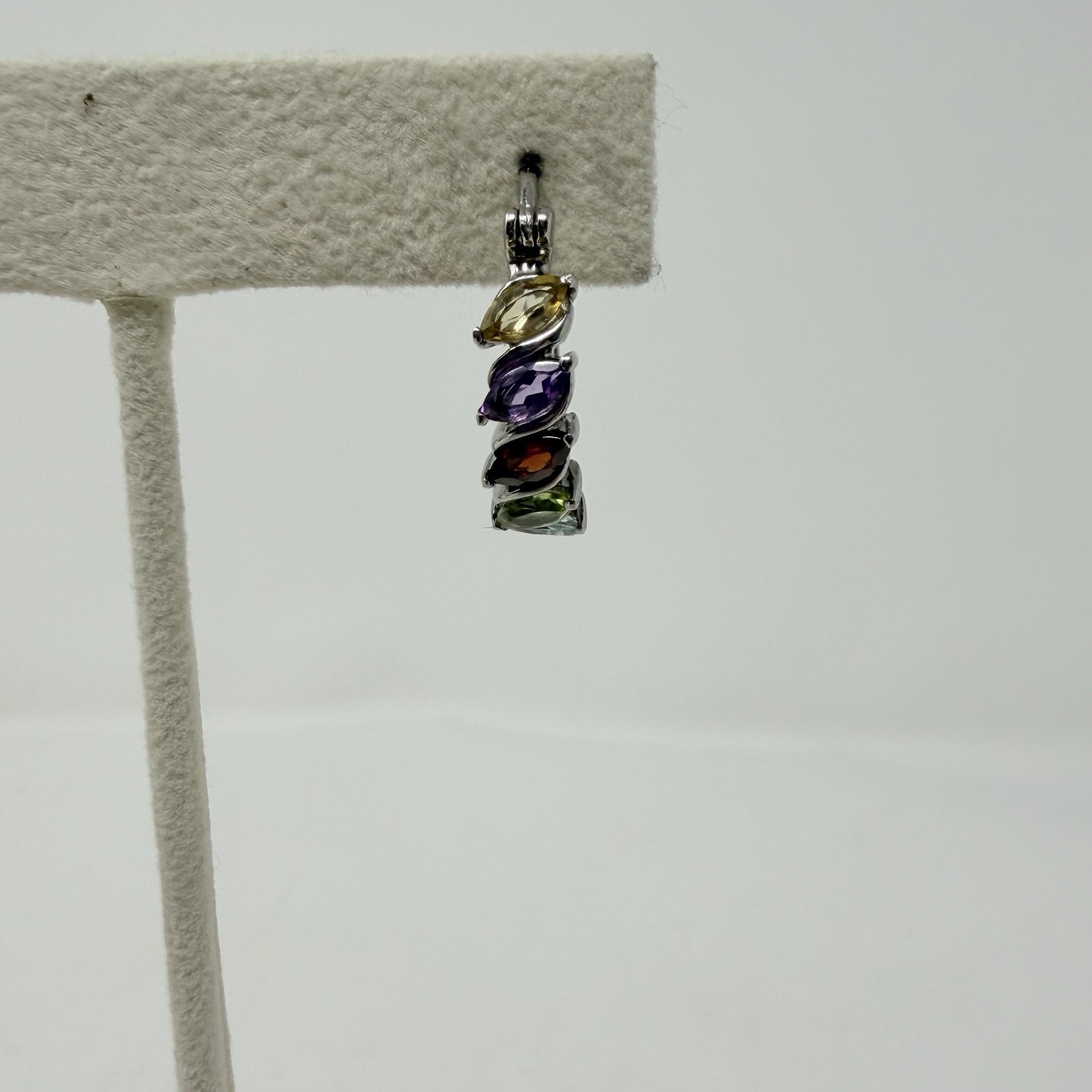 Shop LC Multi Gemstone Click Top Hoop Earrings in Stainless Steel 2.60 cts 5448