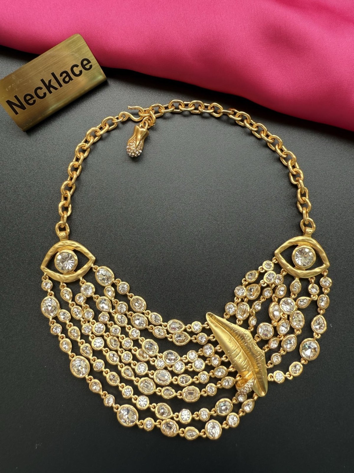 Schiaparelli Multi Strand Cz Necklace