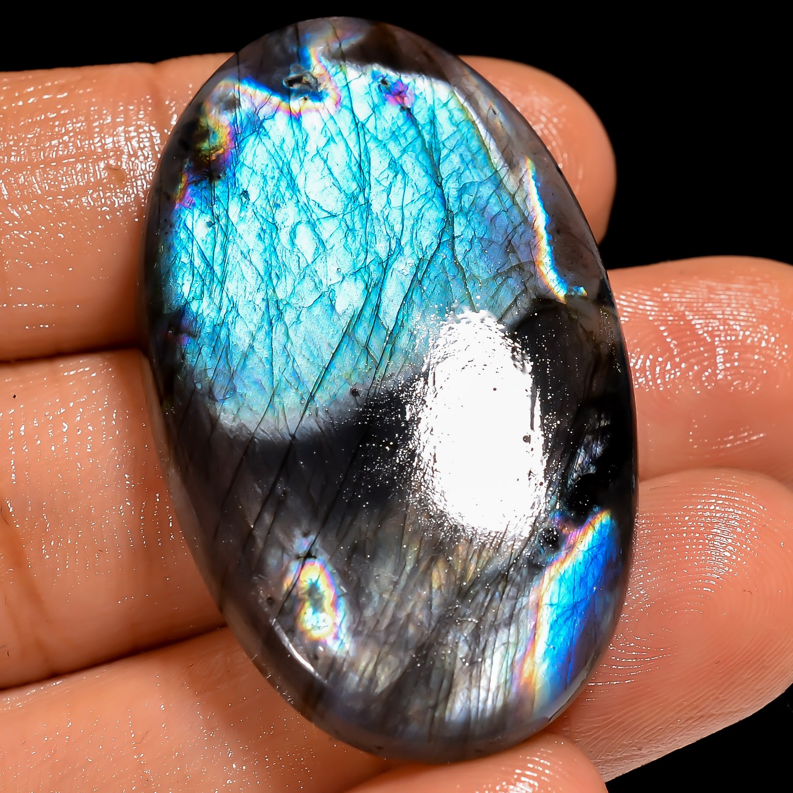 100% Natural Labradorite Oval Cabochon Loose Gemstone 50.5 Ct 40X24X5mm EE-54591