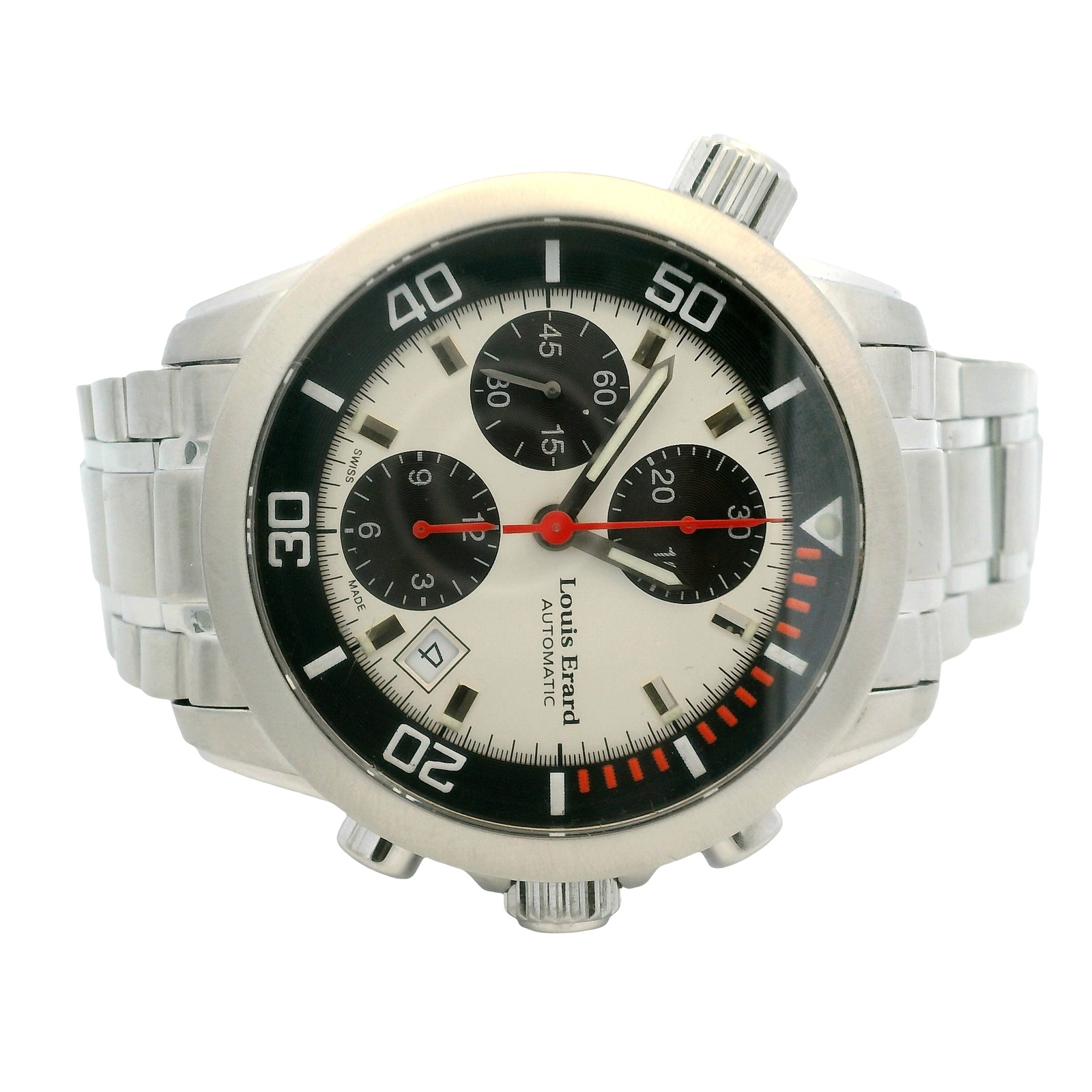 Louis Erard L’Esprit du Temps 77402 43mm White Dial Chrono Stainless Steel Watch