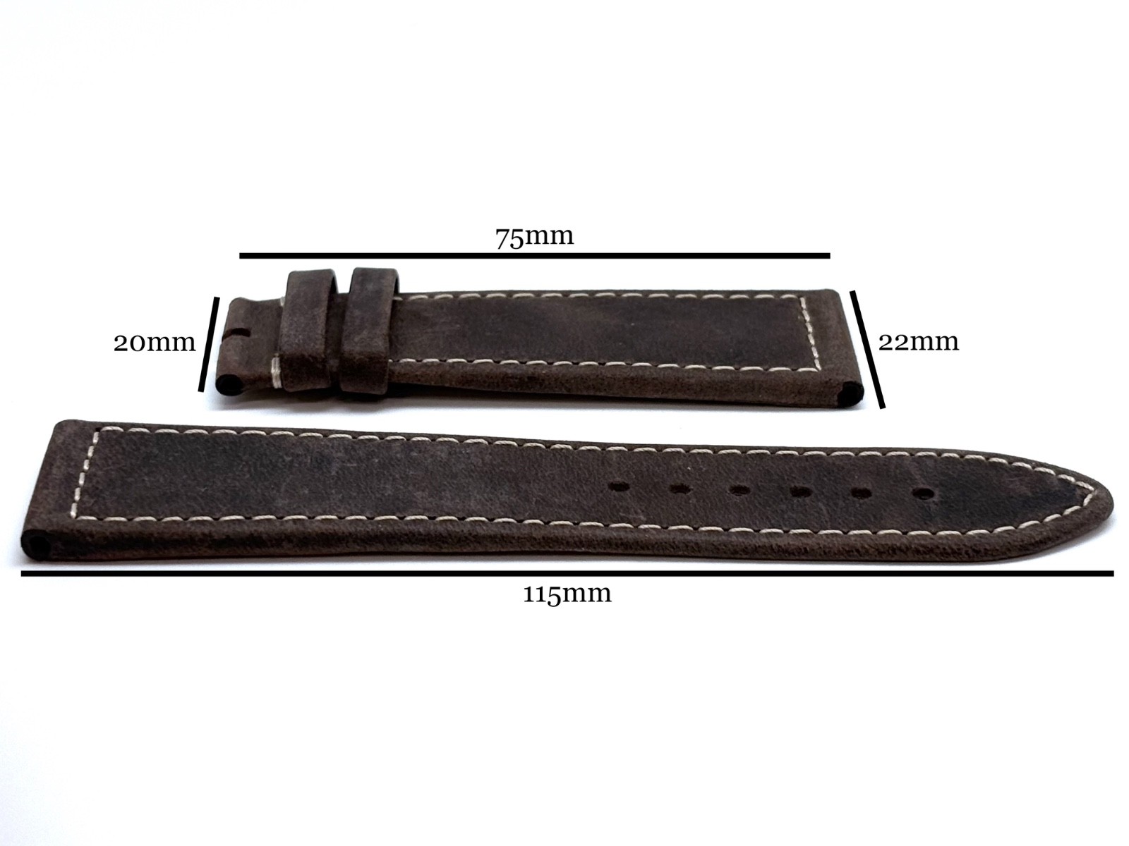 OEM NEW JEAN RICHARD Leather Matte Brown 22mm x 20mm Watch Strap without Buckle