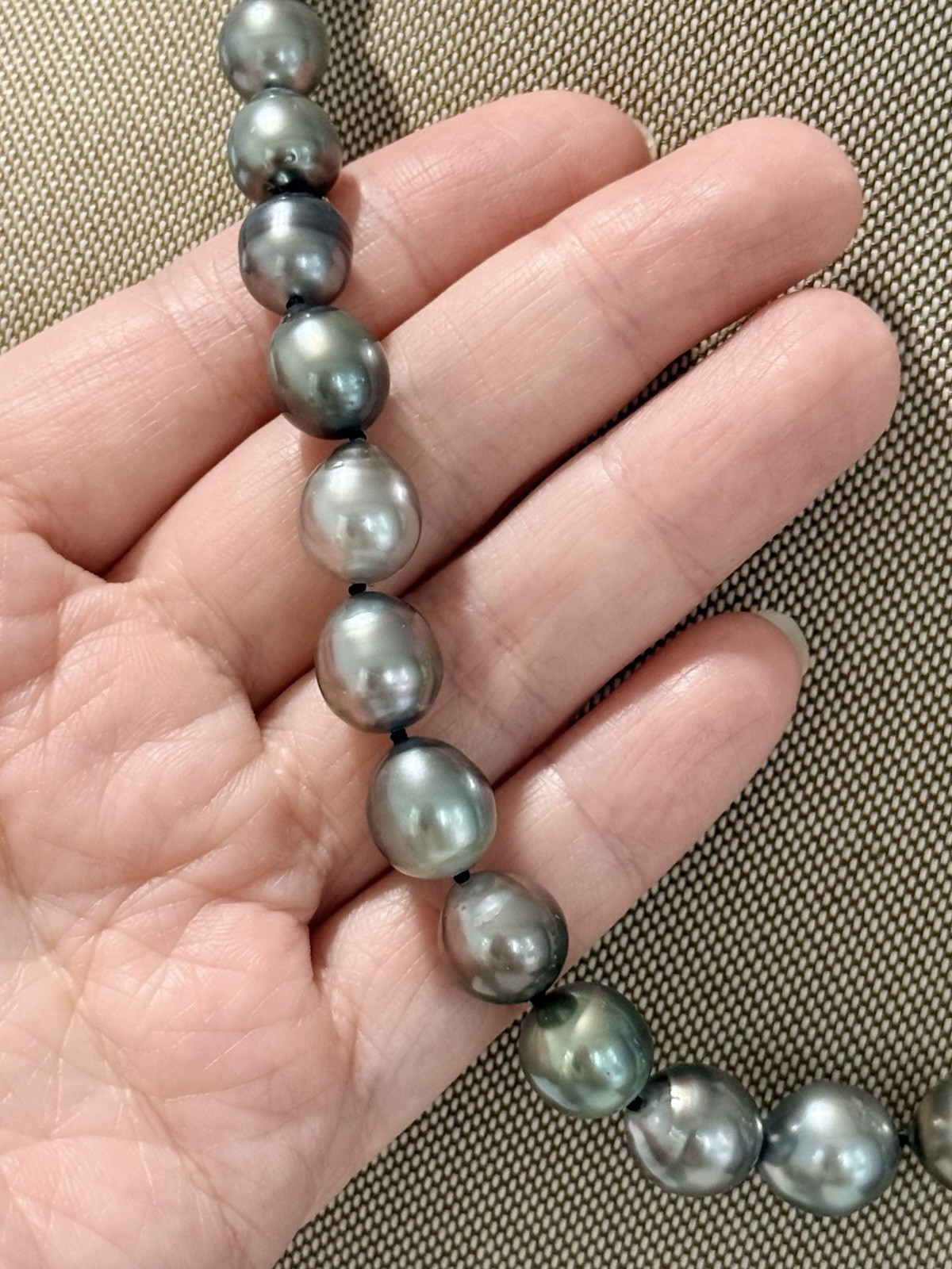 Cultured 10.4-12.3mm Tahitian Pearl South Sea Pearl 14K Gold Clasp Necklace 19”