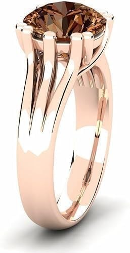 4Ct Round Lab Created Brown Diamond Solitaire Wedding Ring 14K Rose Gold Plated