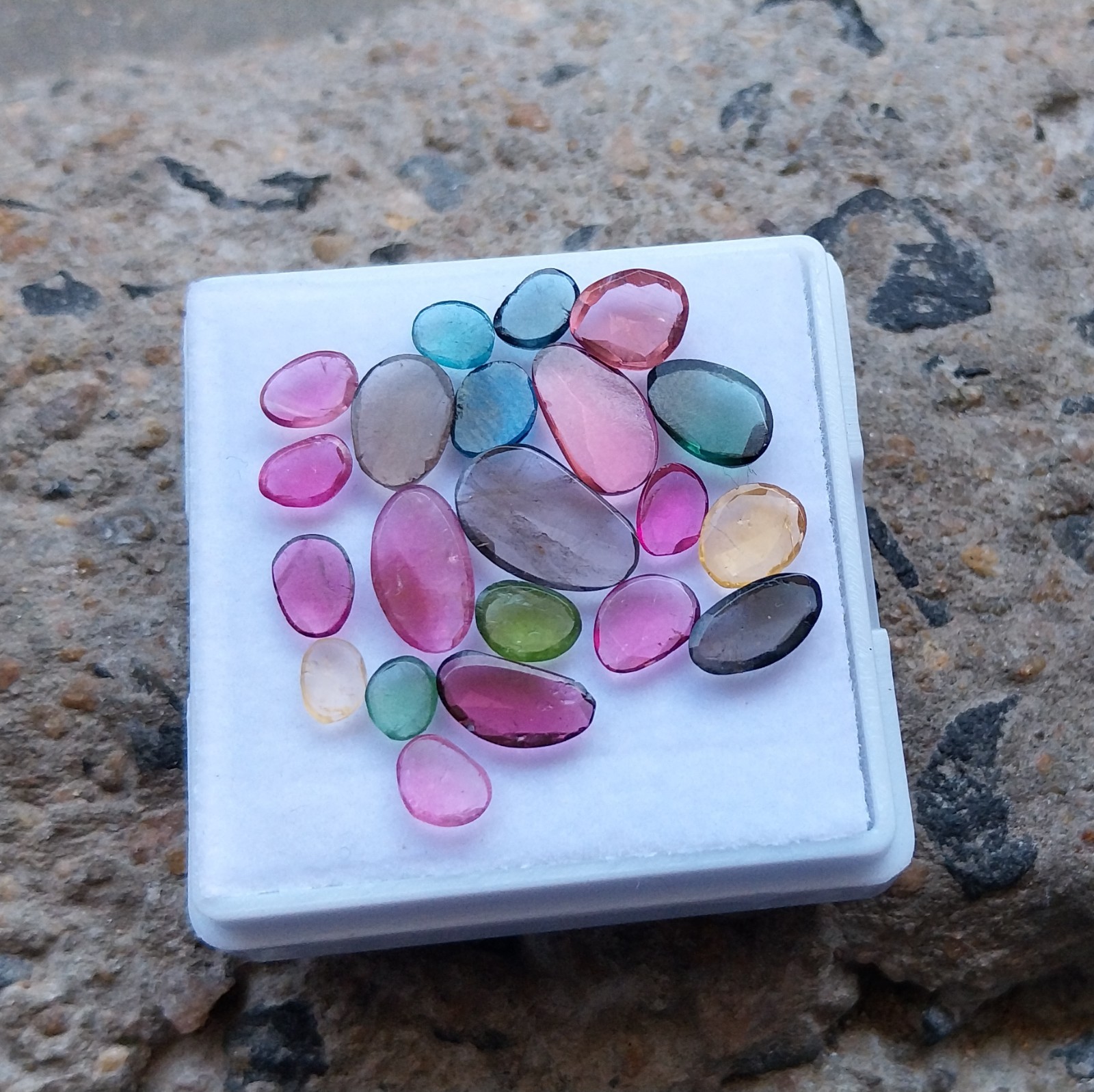 12 Ct 3.5×4.5 to 7×11.5 MM Natural Multi Color Tourmaline Rose Cut 21 Piece Lot