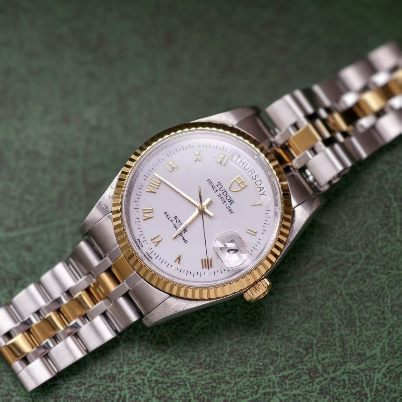 Tudor White Dial Prince 76213 Date Men’sWatch Automatic 36mm Gilding Roman Scale