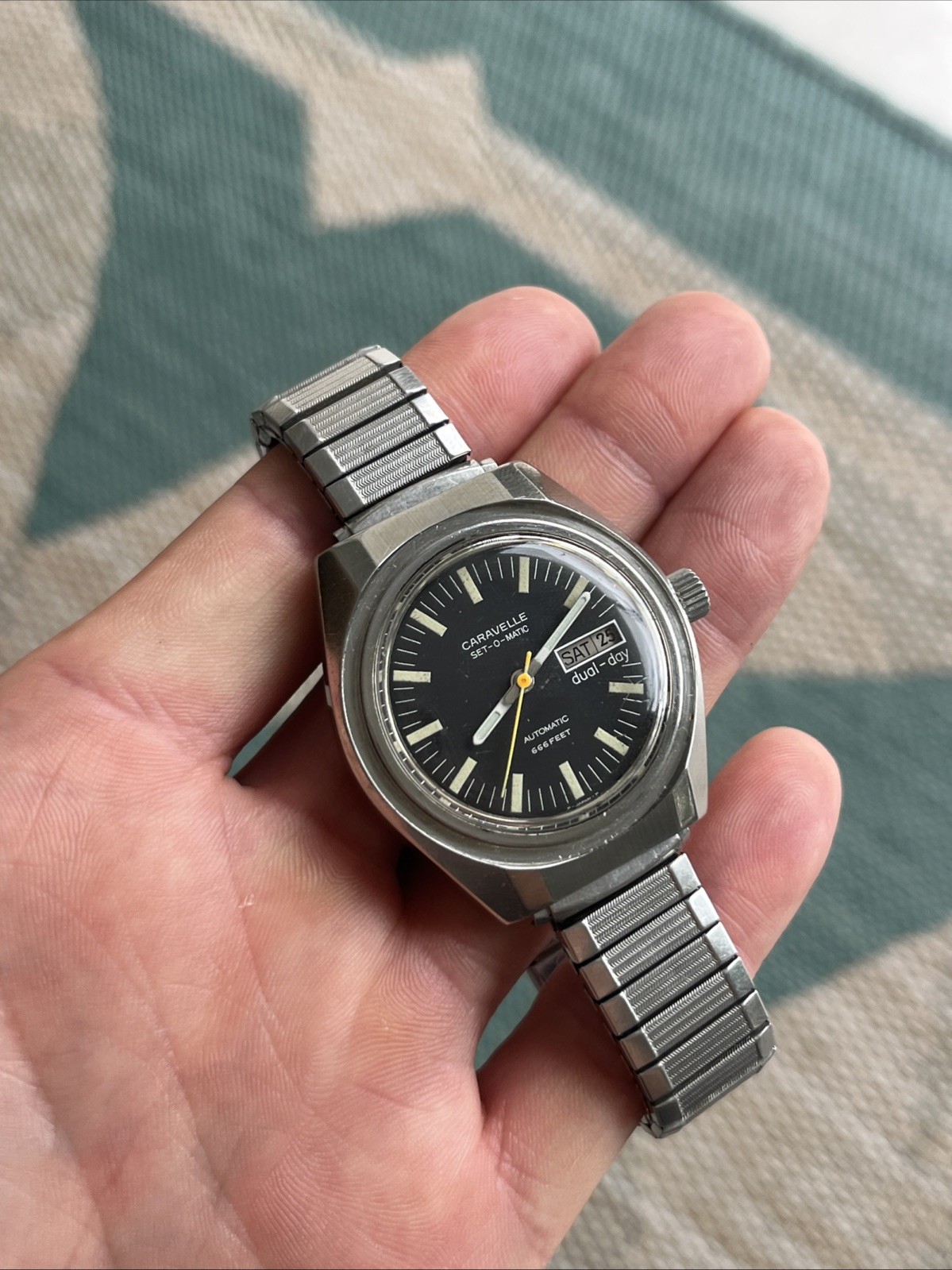 1978 Caravelle Set-O-Matic 666 Devil Diver Dual-Day Ref. Q110 Wristwatch (015)