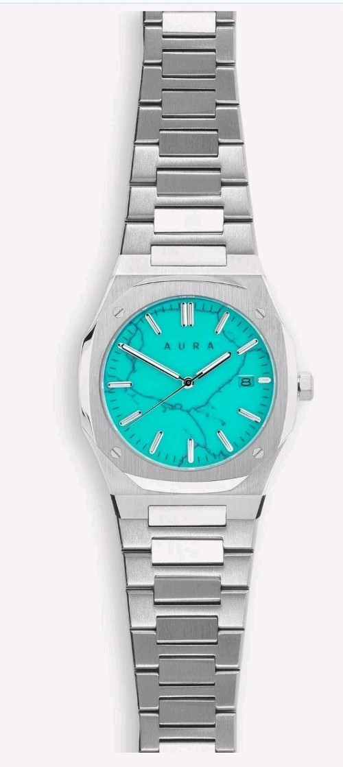 AURA 003: Steel/TurquoiseStainless SteelDate 003SKU: A2024-D111-STT-40