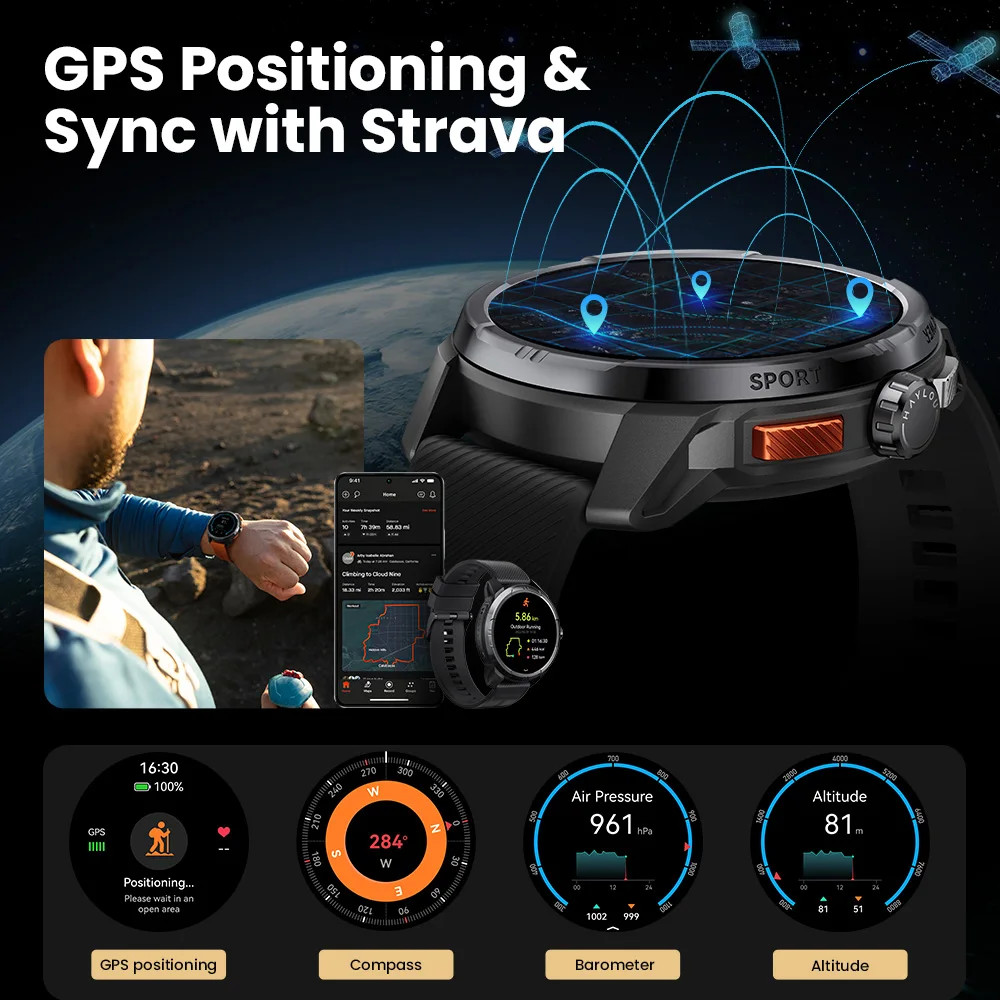 HAYLOU Solar Ultra GPS Smart Watch 1.6” AMOLED Display Rate Bluetooth Calls