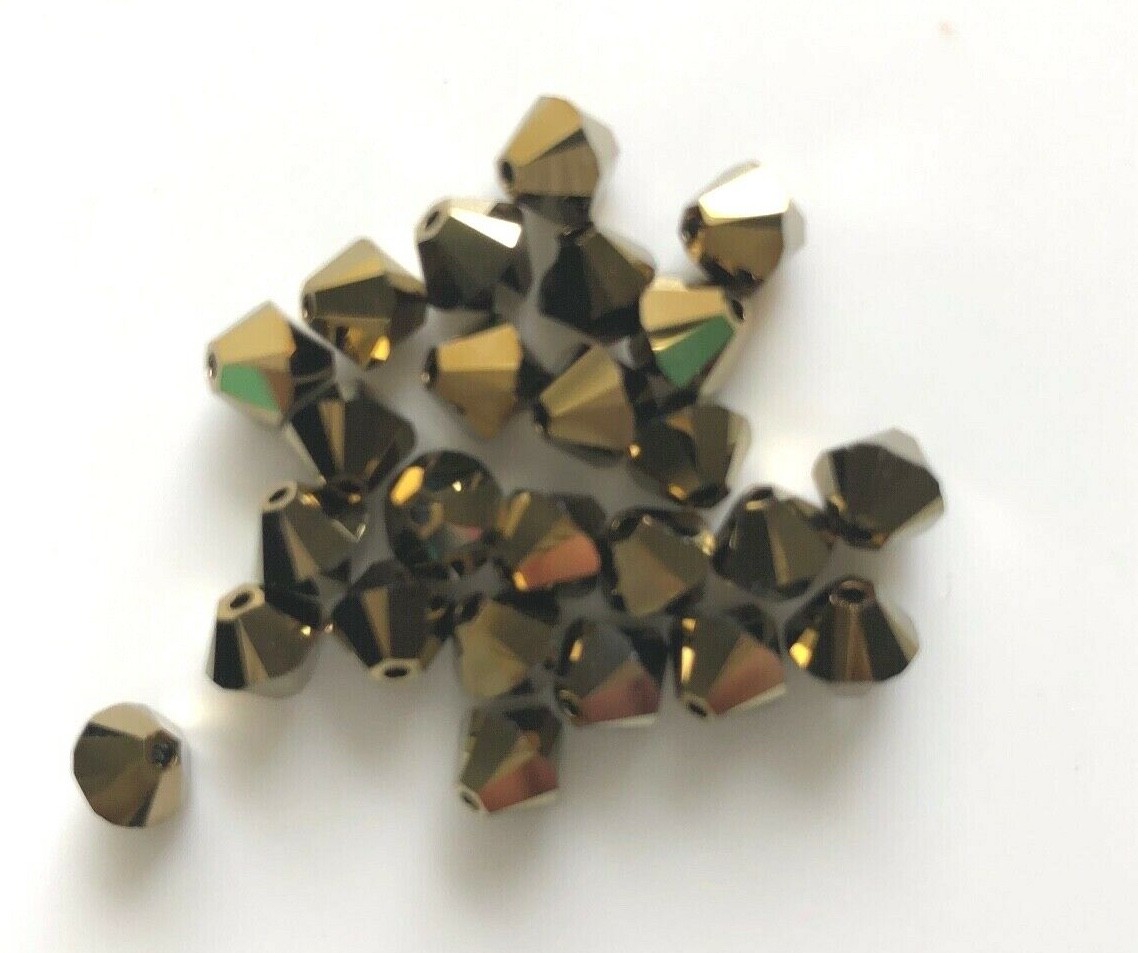 25 pc SWAROVSKI CRYSTAL DORADO 2X 6mm Loose 5328 Bicones Dark Gold, Free Ship