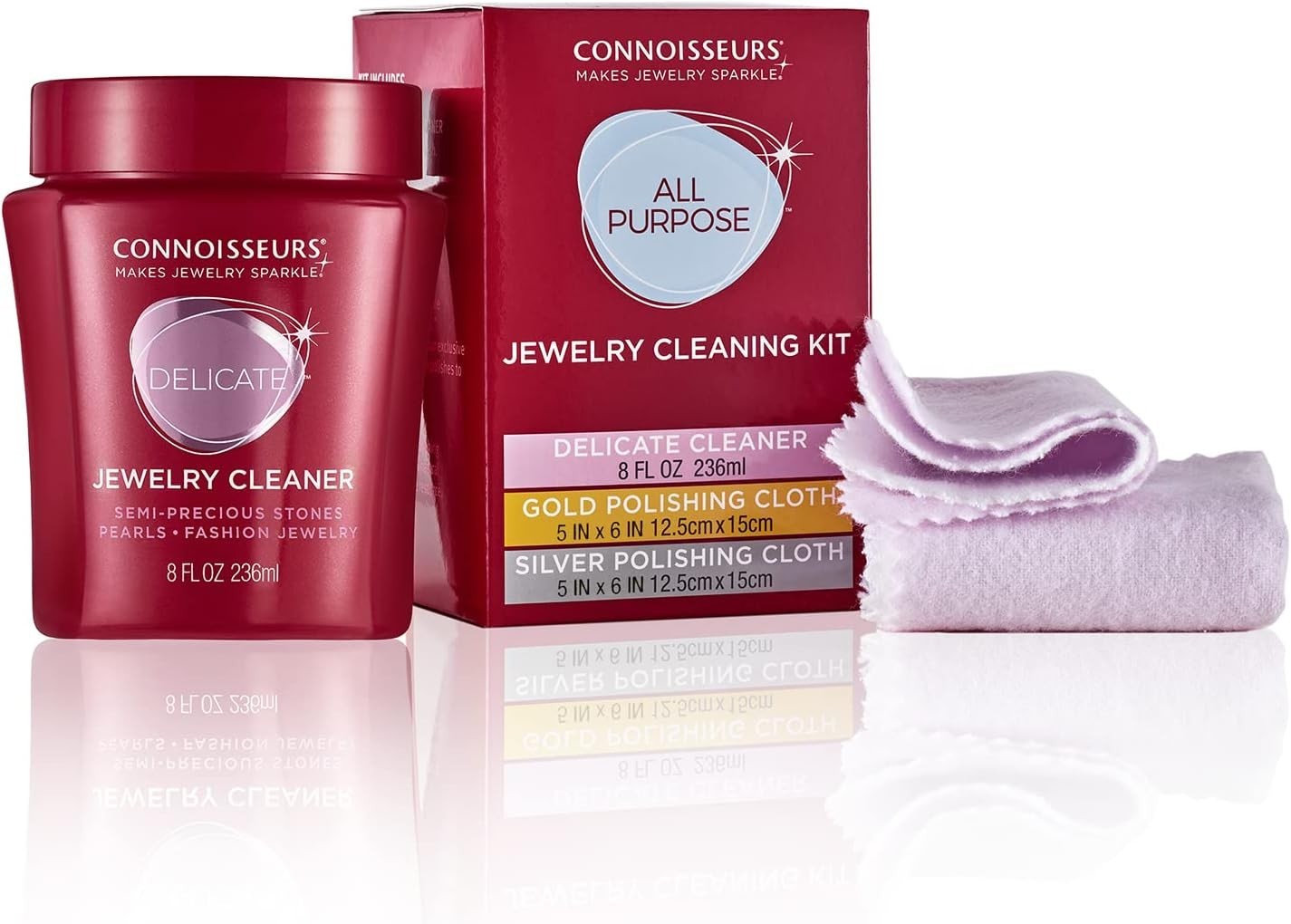 Ultimate Jewelry Care Kit: 8oz Cleaner & Dual Polishing Cloths for a Brilliance