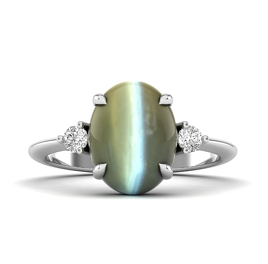 Natural Chrysoberyl Cat’s Eye Ring 925 Silver Victorian Engagement Ring For Her