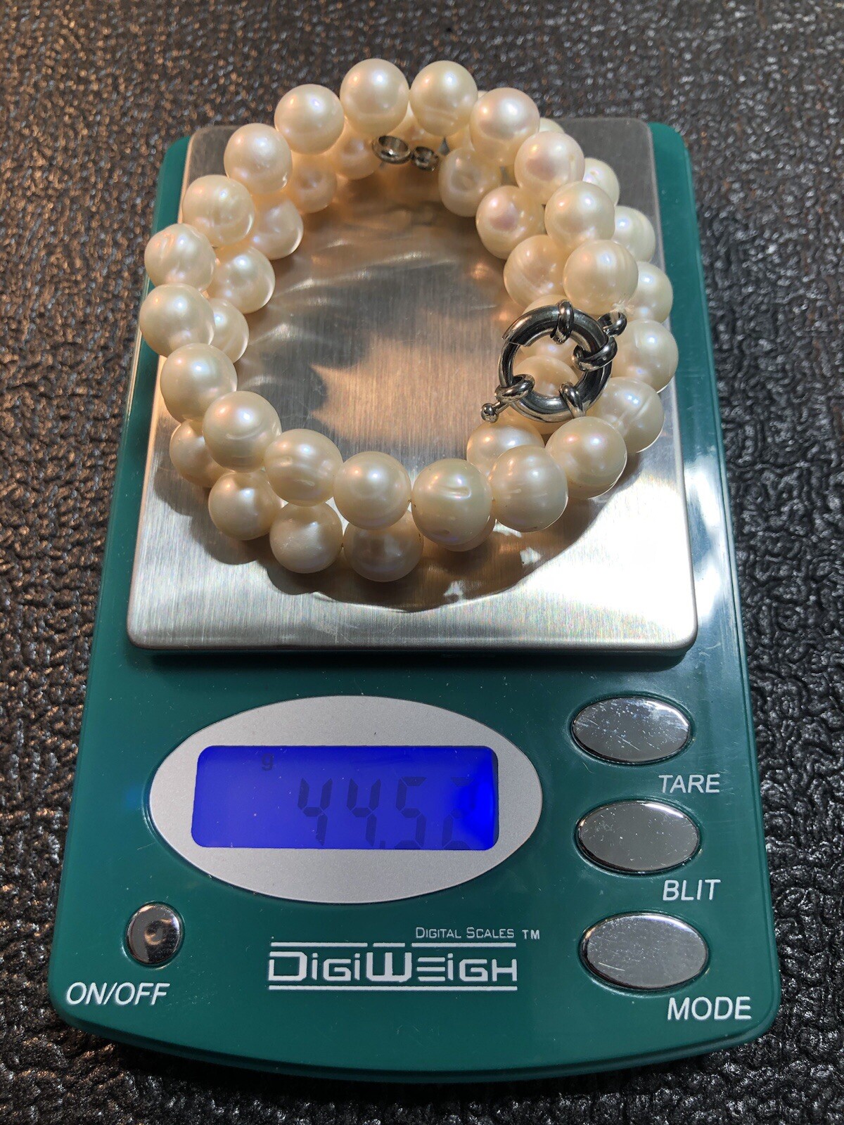 Estate 16” 8.7mm-10mm Pearl Necklace Nacre Creamy,Pink Yellow Hues Weight 44.54g