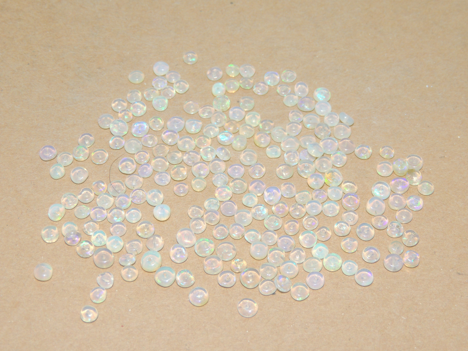 Ethiopian Opal Beads 3-4mm with 2mm dome approx .5mm hole set of 5 (14008)